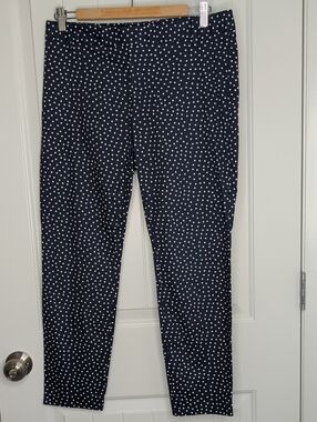 GAP Navy Slim Cropped Pants with White Polka Dots Women's Size 6